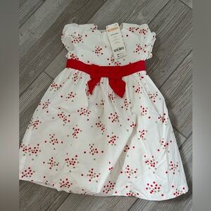Gymboree White Dress with Red and Gold Accents in baby size 12-18 months